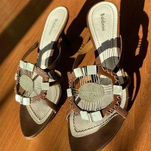 Baldinini Brown Leather Slip-on Kitten Heels - Size 36